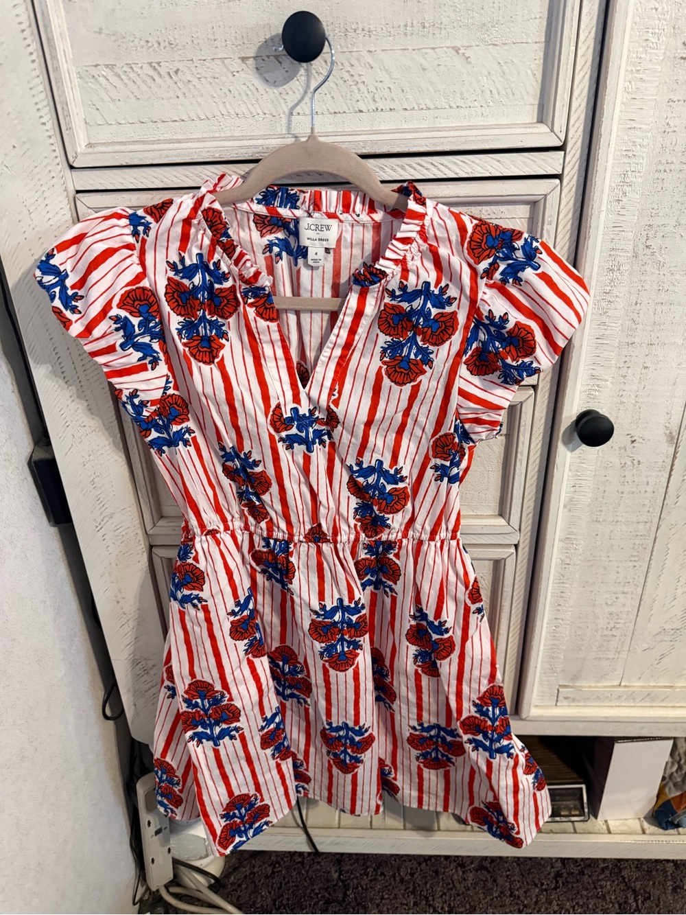 J. Crew Red, White & Blue Striped Floral Mini Dress - Picture 2 of 4